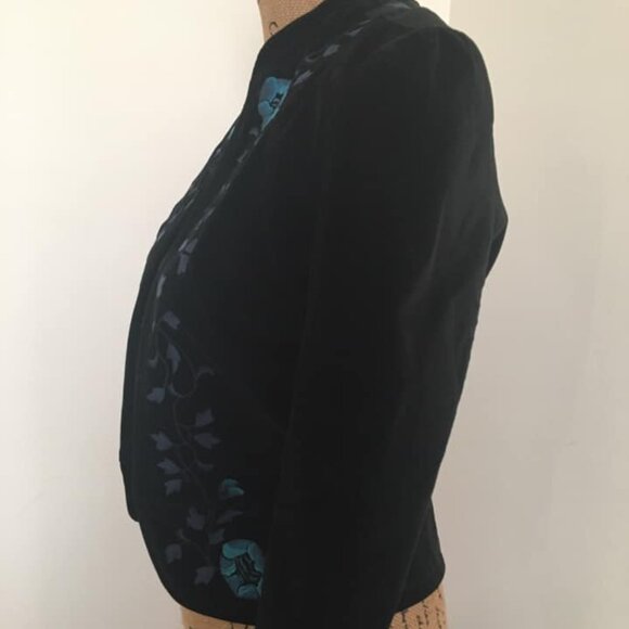 Lucky Brand Floral Embroidered Velvet Velour Blazer Jacket - Picture 4 of 7
